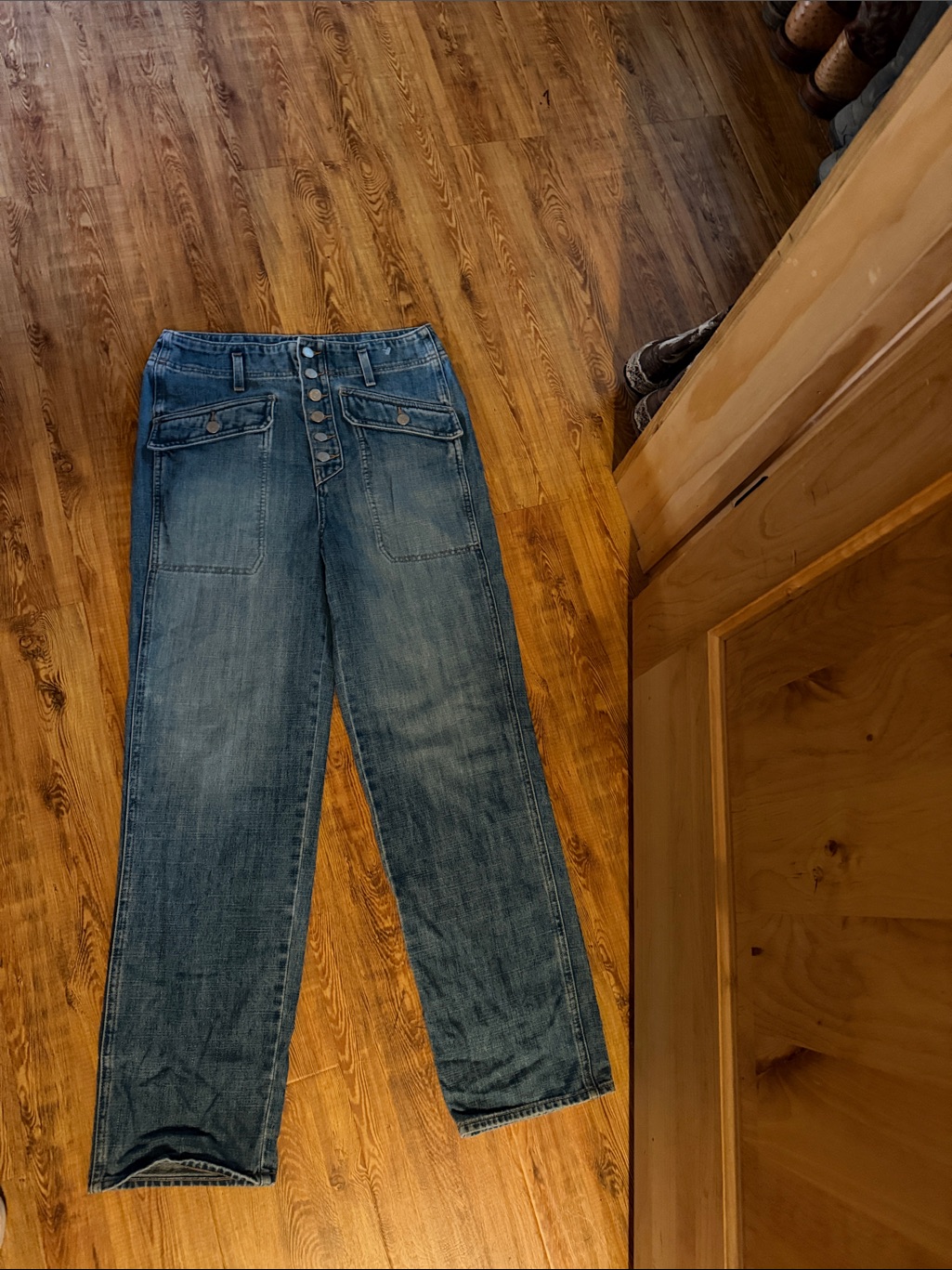 Veronica Beard High Waisted Straight-Leg Button-Fly Jeans